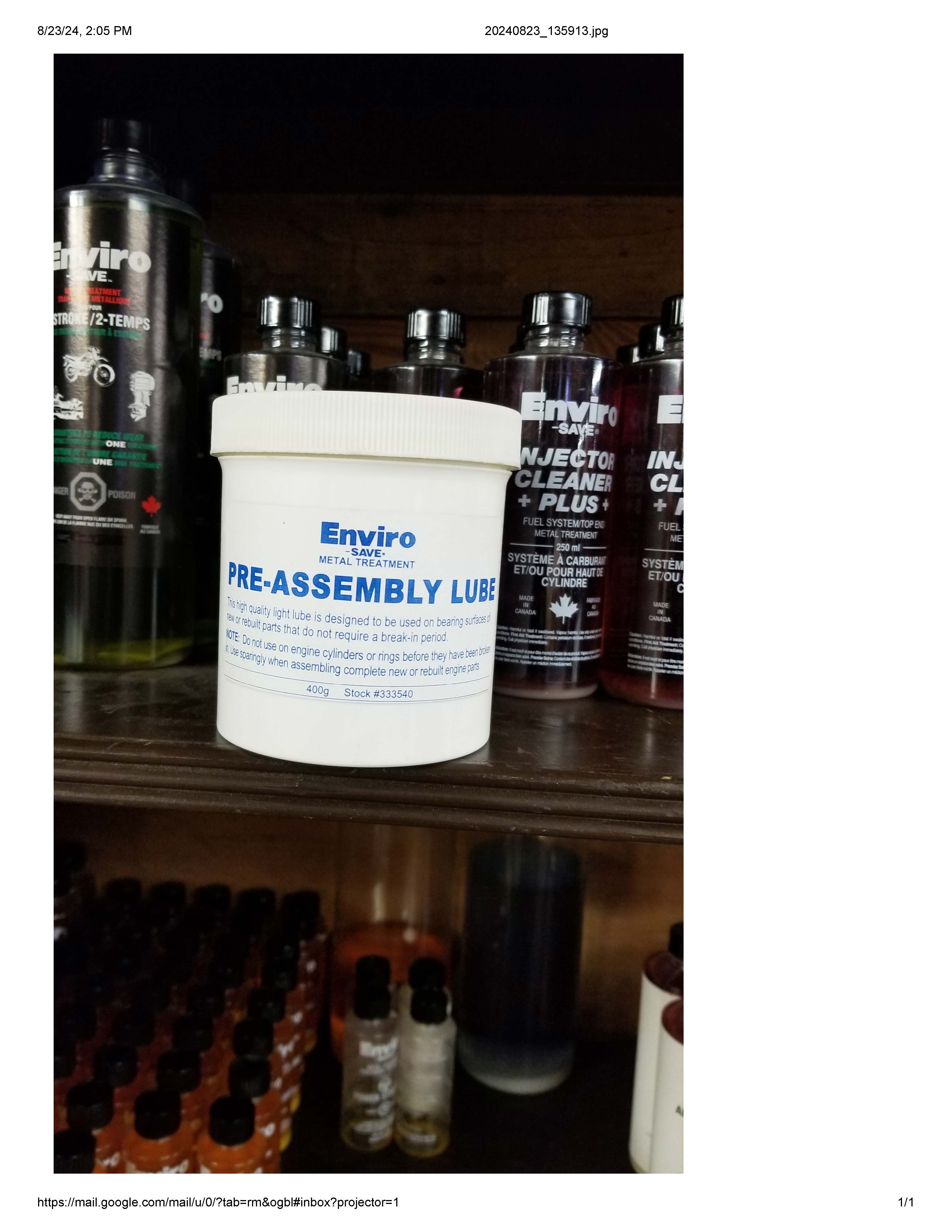 Pre-Assembly Lube 400 g / 14 oz SKU 333540